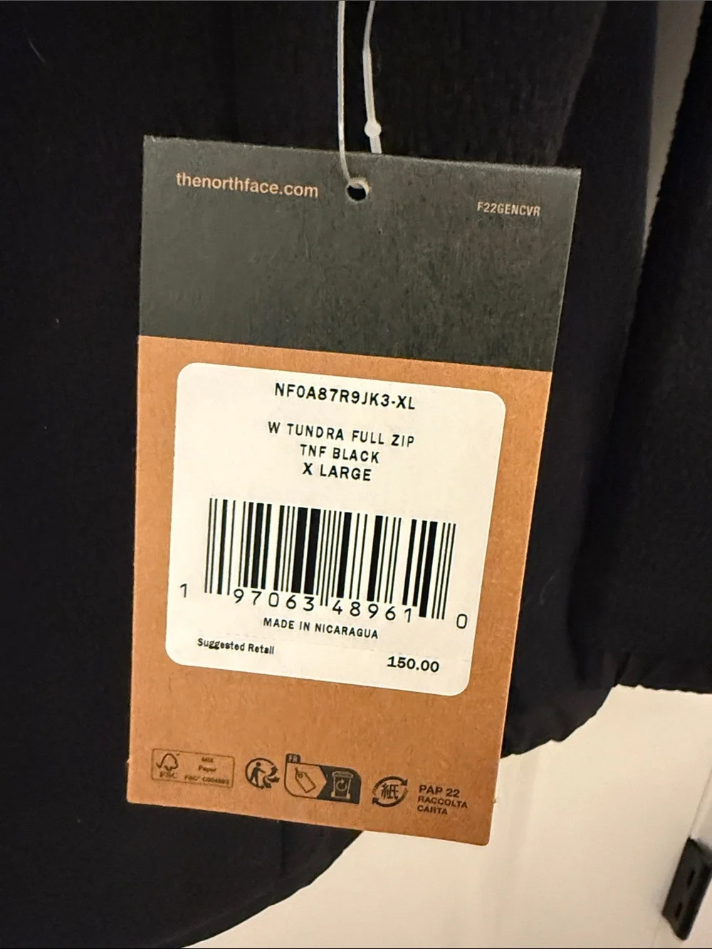 The North Face Men's Black Fleece Jacket with Wind-Resistant Panels NWT